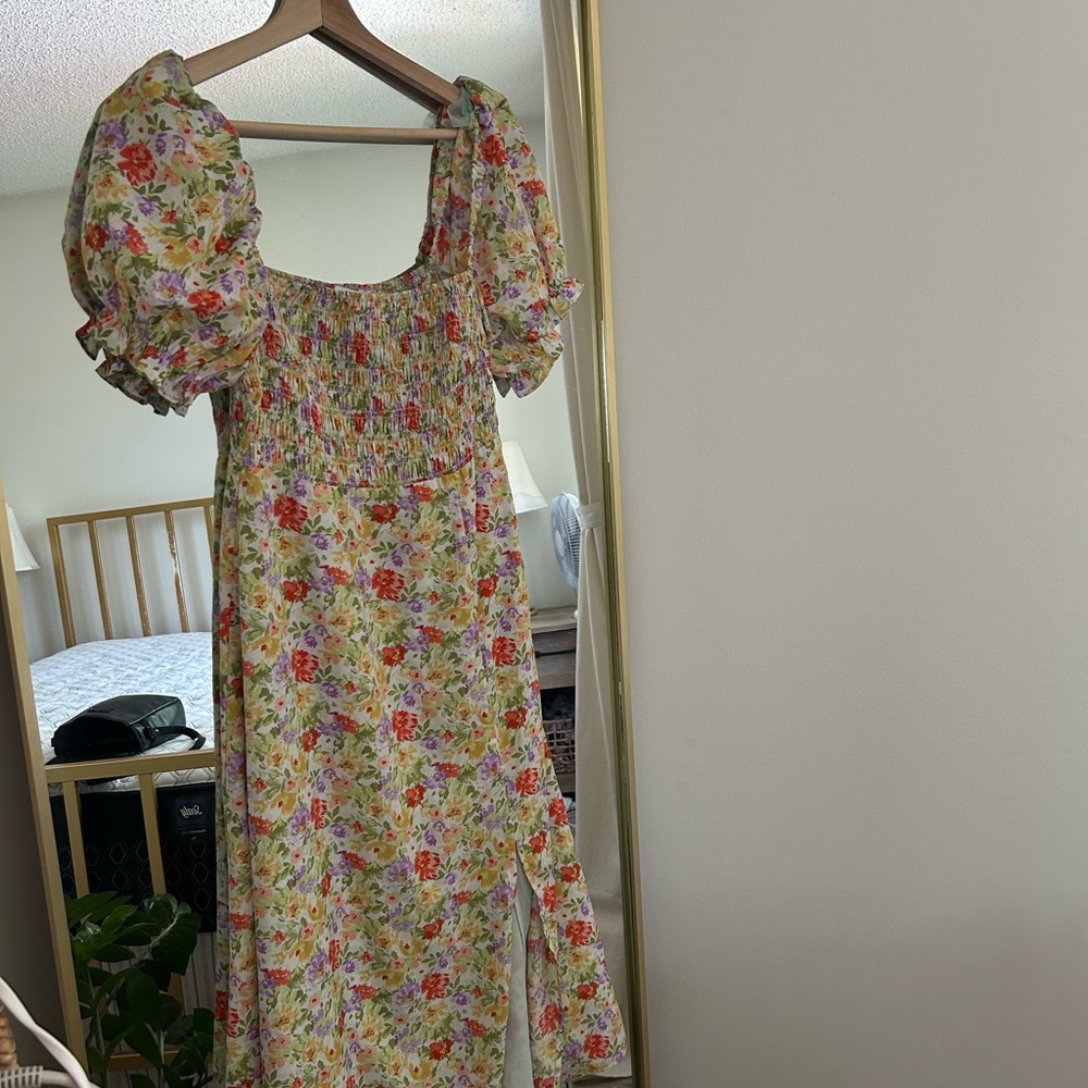 ASTR The Label Floral Puff Sleeve Dress